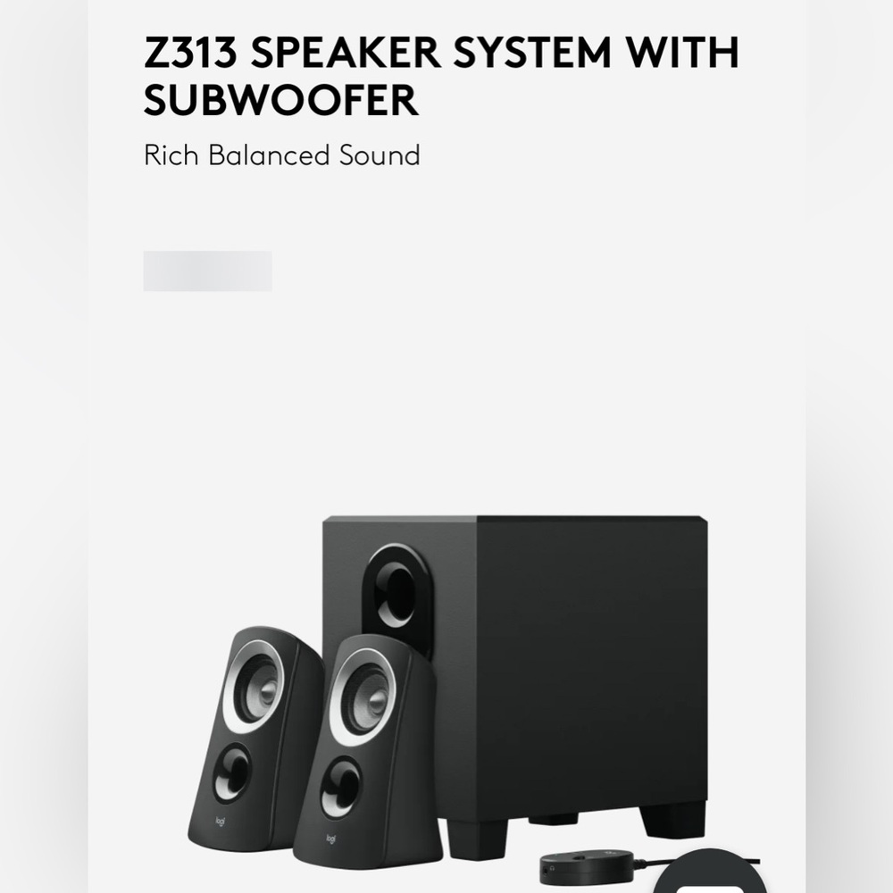 Logitech Z313 Black Speaker System w/Subwoofer Set - Picture 5 of 10